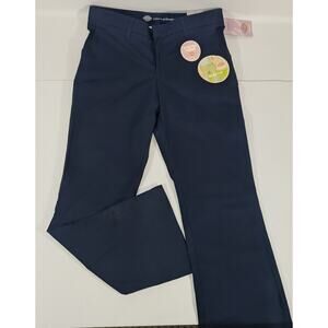 Dickies slim fit bootcut pants women size 8 flex twill stretchy navy blue New